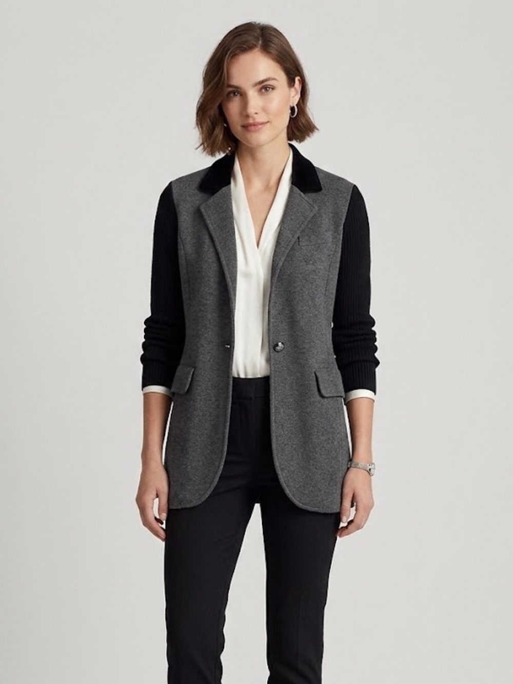 Lauren Ralph Lauren Two-Tone Knit Blazer | Size Medium